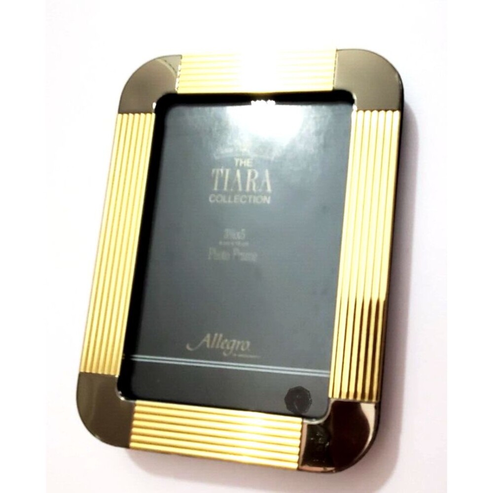 Allegro Brass Photo Frame 3 1/2x5" Tabletop Standing Art Deco Rounded Corners